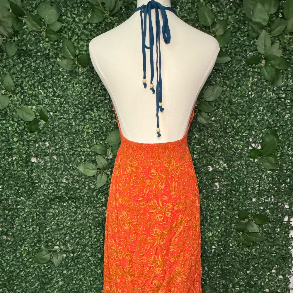 Orange and Blue Patterned Bohemian Maxi Dress - Picture 6 of 9